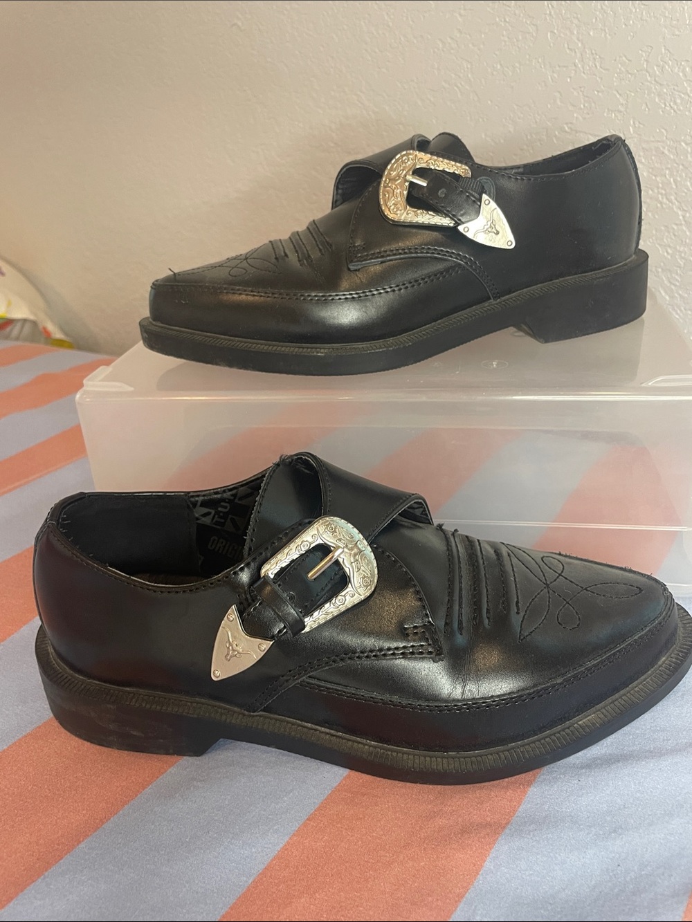 T.U.K. Black TUKskin Western Buckle Pointed Creeper